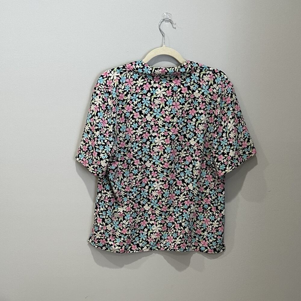 Sag Harbor Women Pastel Floral Short‎ Sleeve Button-Up Shirt Size 12 - Picture 5 of 6